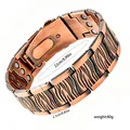 Detail of antique copper magnetic bracelet showing dimensions 22cm length and 80g weight - Wave / Length 22cm Width 2.1cm / Brushed Ancient Red Copper