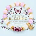 Handmade colorful butterfly beaded stretch bracelet with motivational blessing card - Butterfly Style / With Card / Purple