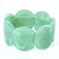 Light green chunky resin bracelet featuring irregular marbled round beads for women - Light Green
