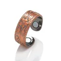 Vintage koperen magnetische open ring met een reliëf bloemenpatroon, verstelbaar - Bloemenreliëf Stijl / Verstelbaar Open / Antiek rood koper