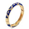 Brazalete geométrico bañado en oro con incrustación de esmalte azul marino para mujer - Estilo de Triángulo Geométrico (13SZ-BLS) / Azul zafiro