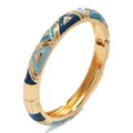 Brazalete geométrico chapado en oro estilo vintage con triángulos de esmalte azul - Estilo de Triángulo Geométrico (Azul Profundo/Claro 13SZ-SQL) / Azul Profundo y Claro