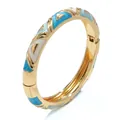 Elegante brazalete geométrico retro dorado con esmalte azul y blanco para mujer moderna - Estilo de Triángulo Geométrico (Mezcla Azul/Blanco 13SZ-LB) / Azul Mezclado