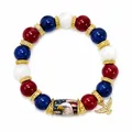 Handmade patriotic stretch bracelet with red white blue beads and eagle flag pattern - Eagle Style (USMC) / Single Piece