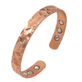 Hand-hammered copper magnetic therapy cuff bracelet for men in retro vintage style. - Hammered Pattern (JH-TSZ)