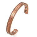 Vintage copper magnetic cuff bracelet with embossed cross patterns for men's jewelry. - Cross (JH-TSZ)