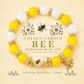 Elegant 2026 limited edition bee charm elastic bracelet with yellow and white beads - Yellow Little Bee Style / With Card / Yellow