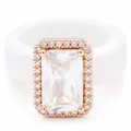 Elegante witte siliconen ring met roségouden vierkante zirkoon, luxe uitstraling. - Maat 6 / Wit