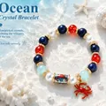 Ocean crystal bracelet DIY kit with sea crab charm and multi-color beads - Red Crab