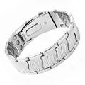 Silbernes Magnetarmband mit Wellenmuster für Herren mit breiten Gliedern und Schnalle - Wellenmuster / 22 cm x 2,1 cm / Silber
