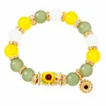 Vibrant sunflower beaded elastic bracelet with yellow and green stones. - Sunflower / Single Piece