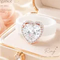 Elegante witte siliconen ring met een sprankelende hartvormige zirkoon in een geschenkdoos - Maat 6 / Hart Volledige Zirkonia Stijl / Wit