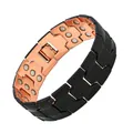 Magnetarmband für Herren in Kupfer und Schwarz mit dreireihigen Magneten und Textur. - Pyramiden-Prägungs-Rhombus-Stil / 22,5cm x 2,1cm / Antikes Kupfer mit schwarzem Lack