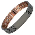 Vintage Antik-Kupfer Magnetarmband für Herren mit strukturierter grauer Oberfläche - Pariser Nagelkopf-Stil (TWMS) / 22,5cm x 1,3cm / Antik-Kupfer Gunmetal