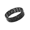 Schwarzes Magnettherapie-Armband für Herren mit einzigartiger Reifenprofil-Strukturierung - Pyramiden-Prägungs-Rhombus-Stil / 22,5cm x 2,1cm / Schwarz