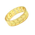 Goldfarbenes Magnetarmband für Herren mit drei Reihen Magneten und strukturiertem Design - Pyramiden-Prägungs-Rhombus-Stil / 22,5cm x 2,1cm / Gold