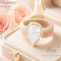 Elegante beige siliconen ring met een grote druppelvormige halo zirkonia steen. - Maat 6 / Beigegrijs