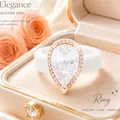 Elegante witte siliconen ring met een grote druppelvormige zirkonia steen - Maat 6 / Wit
