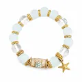 Handmade elastic beaded bracelet with starfish charm and turtle centerpiece. - Turtle Starfish Style / Single Piece