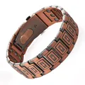 Herren Magnetarmband aus antikem Kupfer mit dreireihigen Magneten und Quadratmuster - Dreireihiger Quadrat-Stil / Antikes Rotkupfer