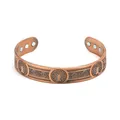 Klassisches Magnetarmband aus rotem Kupfer mit einem geprägten Lebensbaum-Motiv. - Lebensbaum und Keltischer Knoten Armreif (04) / Antikes Rotkupfer
