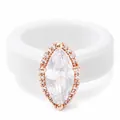 Eleganter Silikonring mit Marquise-Zirkonia in Roségold und weißem Band für Damen - Größe 6 / Marquise Style / Weiß
