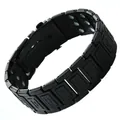 Elegantes schwarzes Magnettherapie-Armband für Herren mit geprägtem Kreuzmuster - Dreireihiger Quadrat-Stil / Schwarz