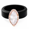 Eleganter schwarzer Silikonring mit Zirkonia im Marquise-Schliff in Roségold-Optik - Größe 6 / Marquise Style / Schwarz