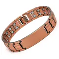 Vintage Kupfer Magnetarmband für Herren mit einem strukturierten Gliederketten-Design - Klassischer unmarkierter Stil / 23,5cm x 1,5cm / Antikes Rotkupfer
