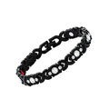 Elegantes schwarzes Magnettherapie-Armband mit klaren Kristallakzenten und X-Gliedern - X-Form Weißer Strass / Länge 20 cm x Breite 0,8 cm / Schwarz