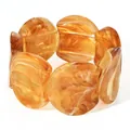 Statement irregular round amber marble resin elastic bracelet for women chic design - Transparent Coffee