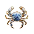 Detailed macro view of an enamel crab brooch with blue and white porcelain patterns. - Blue and White Porcelain (DW1374)