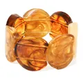 Amber tortoiseshell irregular round resin elastic bracelet for women in chunky style - Three-color
