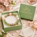 Handmade hummingbird lucky beaded bracelet in a green gift box for 2026 spring garden - Green Bird Style / Color Box Packaging