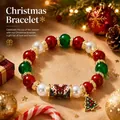 Handmade Christmas beaded elastic bracelet with festive reindeer and tree charms - Reindeer Style (Bagged) / Single Piece