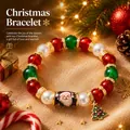 Festive Christmas beaded elastic bracelet with Santa Claus and Christmas tree charm - Santa Claus Style (Bagged) / Single Piece