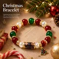Festive Christmas beaded bracelet featuring red and green beads and a lovely tree charm. - Christmas Sock Style (Bagged) / Single Piece