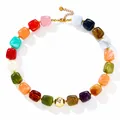 Colorful acrylic beaded necklace with gold ball accent for holiday fashion - Contrast Multicolor 1