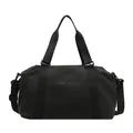 Front view of dark green large capacity travel duffel bag with shoulder strap and handles - Green
