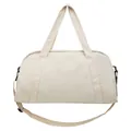 Lightweight beige large capacity duffle bag with adjustable straps for travel and sports - White