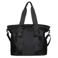 Vorderansicht der großen schwarzen Nylon-Reisetasche mit stabilen Schnallen - Schwarz