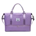 Purple quilted travel bag with independent shoe compartment and dry-wet separation - Light Purple
