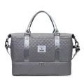 Grey quilted travel bag with independent shoe compartment for gym and yoga fitness - Dark Gray