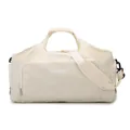 Cream white large capacity duffel bag for travel and gym use with shoulder strap. - Off White