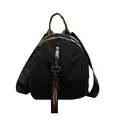 Detailed view of black shell-shaped mini backpack with colorful ethnic patterns - Solid Black