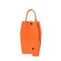 Vibrant orange coffin-shaped felt tote bag set with an embossed gothic cross detail - Orange