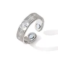 Silver adjustable magnetic therapy ring featuring a vintage Tree of Life Celtic knot design - Five Trees Pattern / Silver