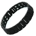 Schwarzes Magnettherapie-Armband für Herren mit Vintage-Reliefmuster - Regentropfen Kreuz / Schwarz