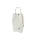 Close-up of white coffin-shaped tote bag set with embossed cross detail - White