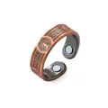 Copper-toned magnetic ring featuring Tree of Life and Celtic knot engravings, open design. - Five Trees Pattern / Antique Copper Ring